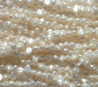 FWP 16inch Strand of 3mm Off White Button Pearls